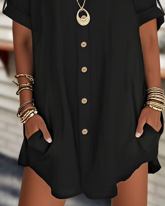 Jurk Geknoopt Korte Mouw Losse Shirt