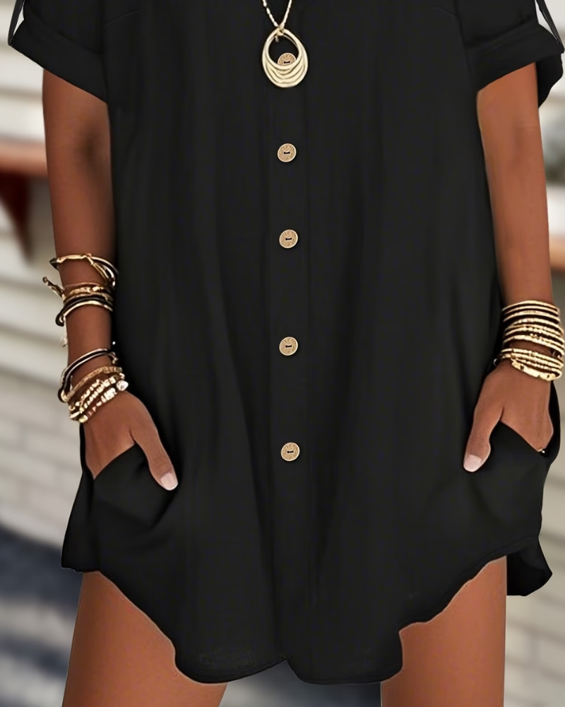 Jurk Geknoopt Korte Mouw Losse Shirt