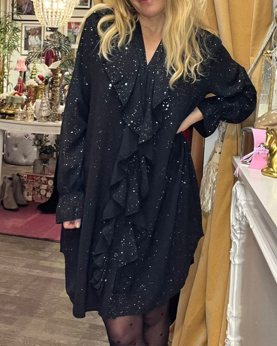 Jurk Wijdvallend Ruisie Afwerking Ge-Sequinned