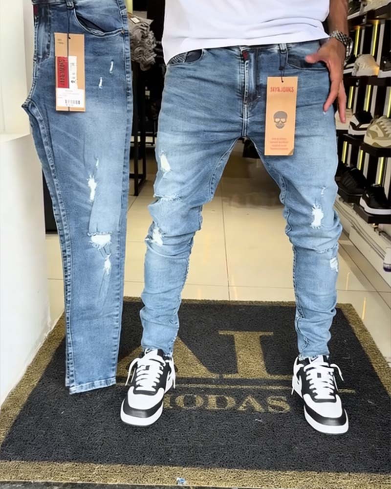 Jeans Distressed Slim-Fit Taps Toelopend