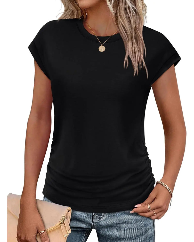 T-Shirt Zijde Rimpeling Korte Mouw