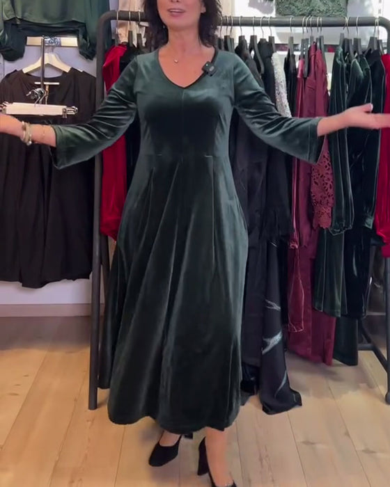 Maxijurk Van Fluweel Met V-Hals