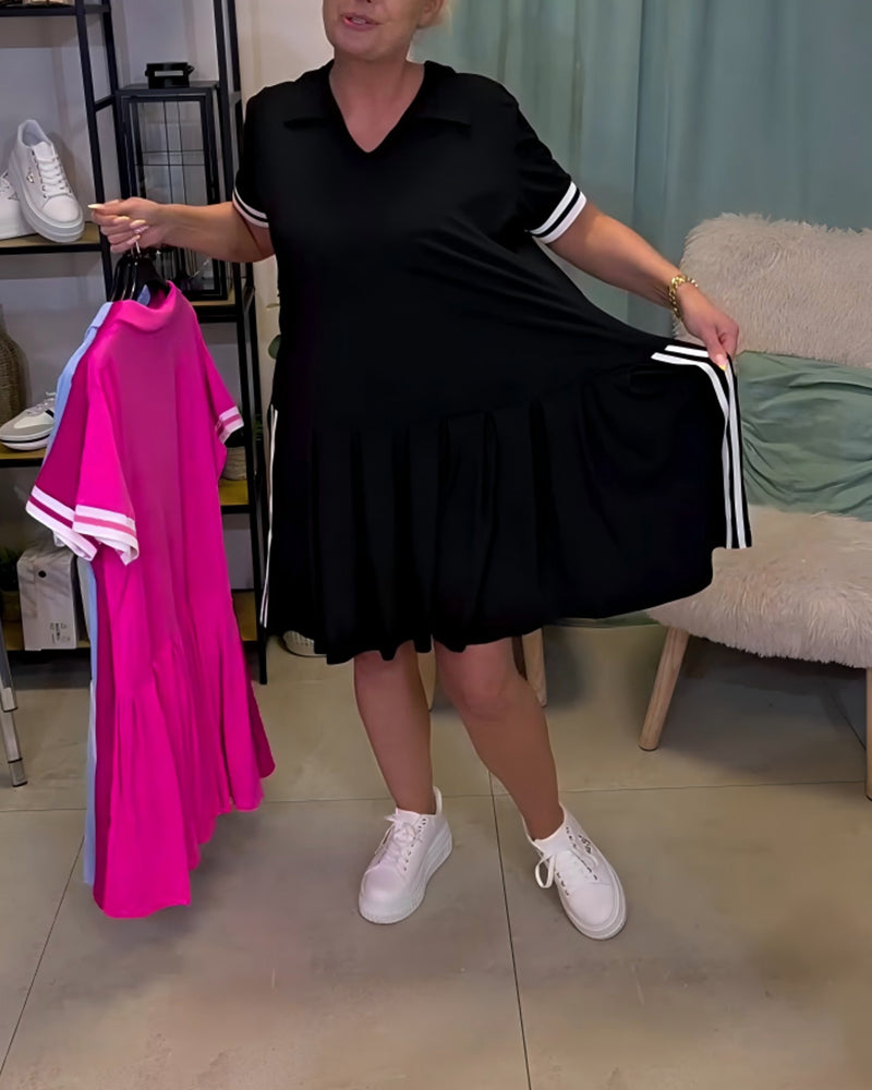 Jurk V-Hals Color-Block Sportief