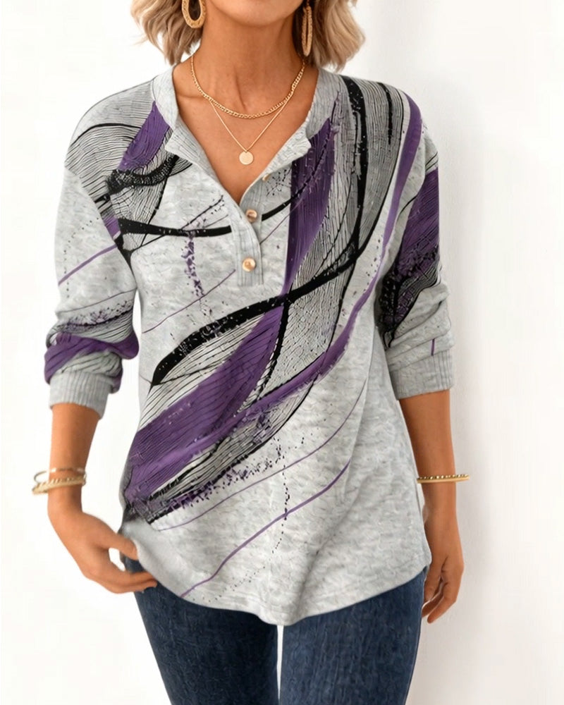 Sweater Henleykraag Bedrukt