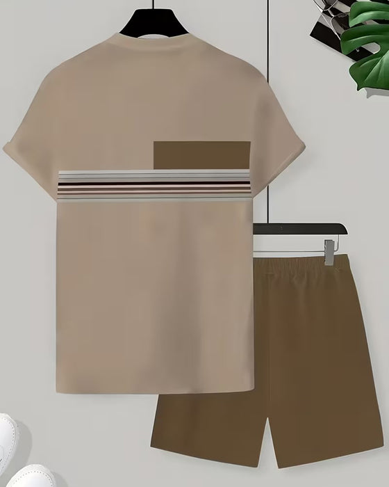 Set Gestreept Casual Korte Mouw