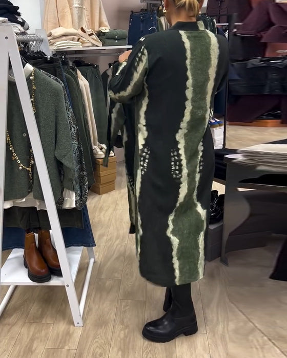 Overhemdjurk met opstaande kraag en knoopjes en print