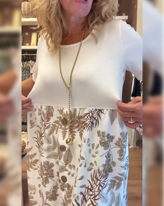 Jurk casual temperament bedrukt ronde hals