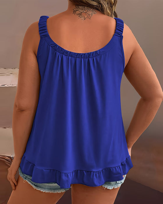 Tanktop Geplisseerd Ruche Effen