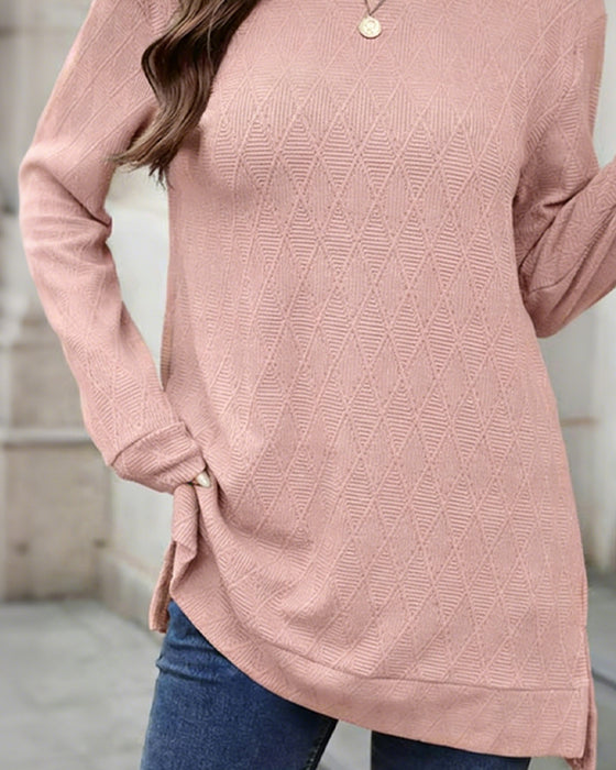 Top Ronde Hals Diamant Jacquard