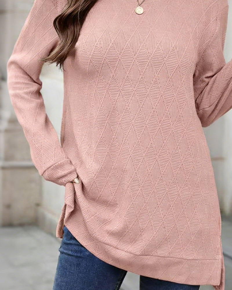 Top Ronde Hals Diamant Jacquard