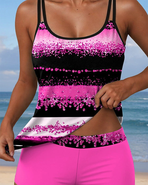 Badpak casual bandjes tweedelig print