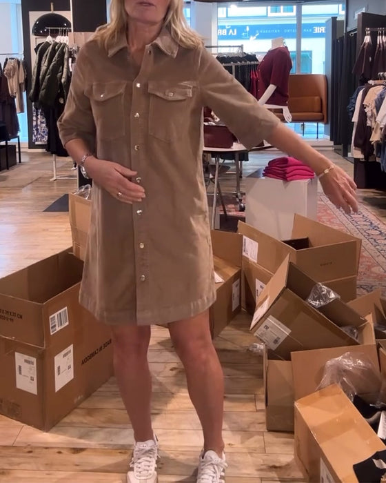 Jurk Met Halve Mouwen In Effen Kleur