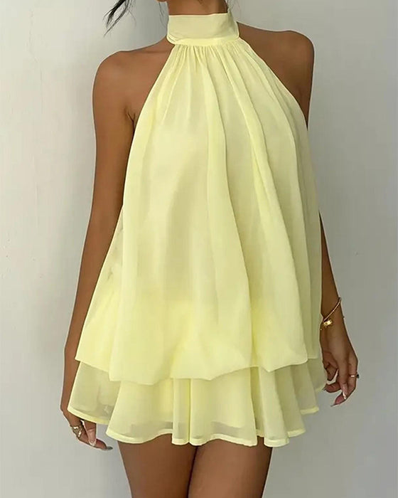 Jurk Halsband Chiffon Mini