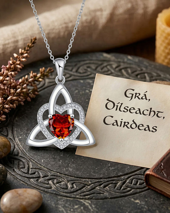 Geboortesteen Keltische Drie-eenheid Knoop Hart Ketting ✨ Hartvormige Keltische Drie-eenheid Knoop Geboortesteen Hanger