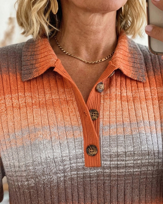 Blouse Ombre Geribbeld Lange Mouw