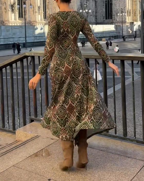 Jurk Fashion Retro Gedrukt Split