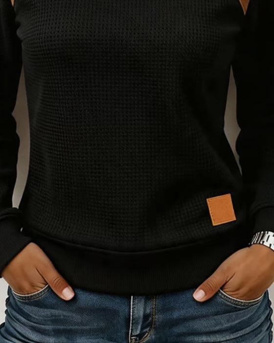 Sweatshirt Schouderknoop Samengevoegd Mockneck