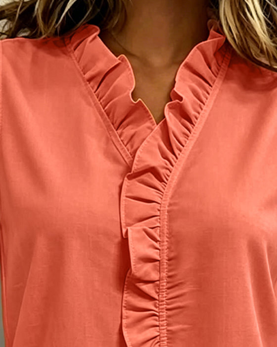 Tank Top Ruffle Mouwloos