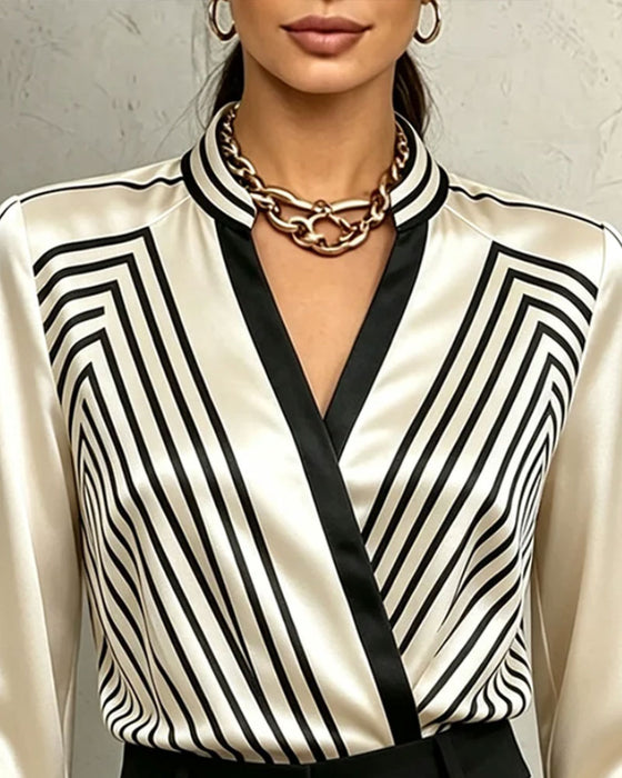 Blouse Gestreept Trendy Lange Mouw