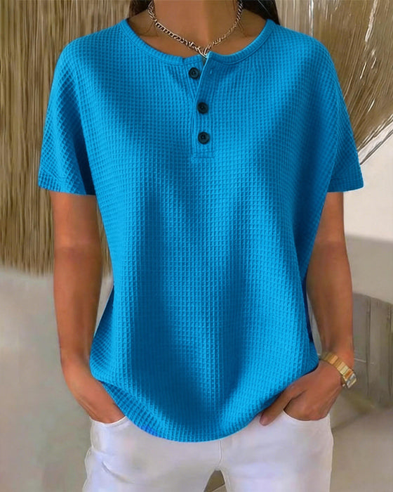 T-shirt Geknoopt V-hals Casual