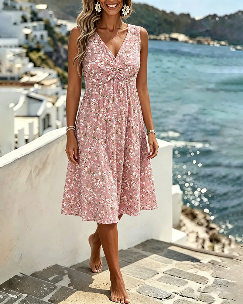 Jurk Casual Bloemen Mouwloos
