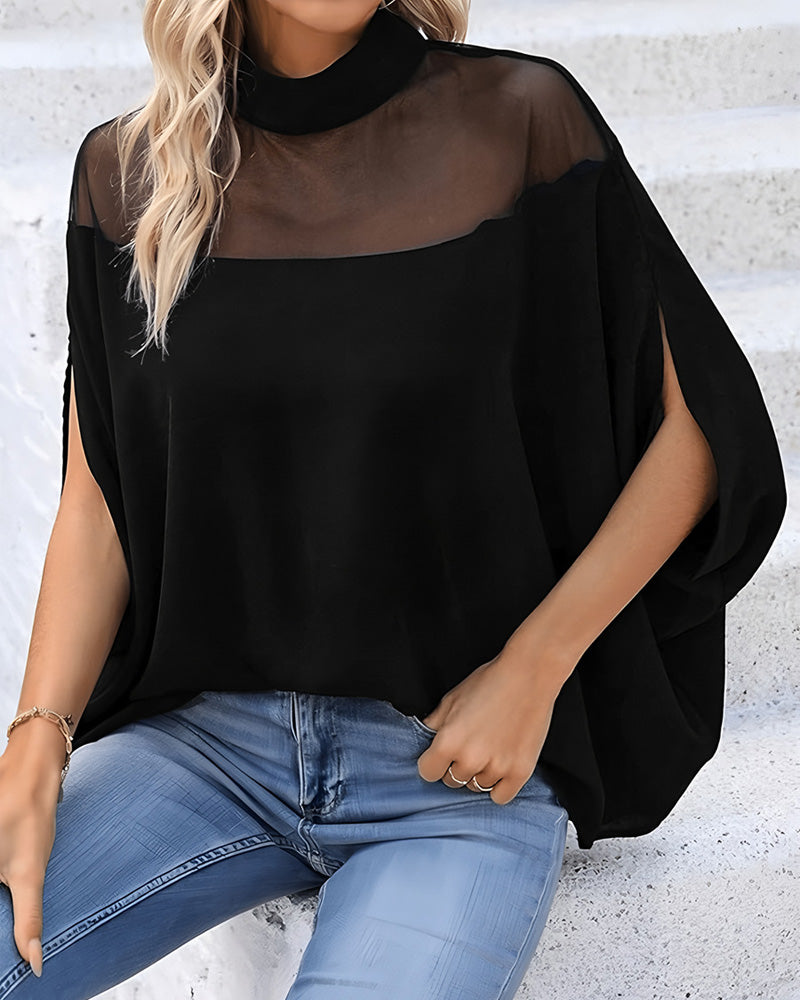 Blouse Doorzichtig Cold Shoulder Dolmanmouw