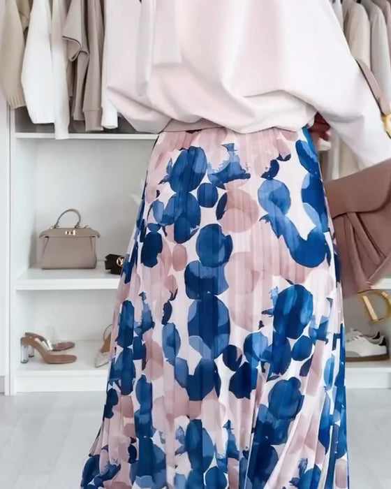 Rok Geplisseerd Gedrukt Kleurblok