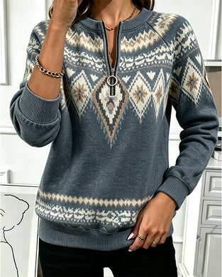 Sweatshirt Rits Bedrukt Lange Mouw