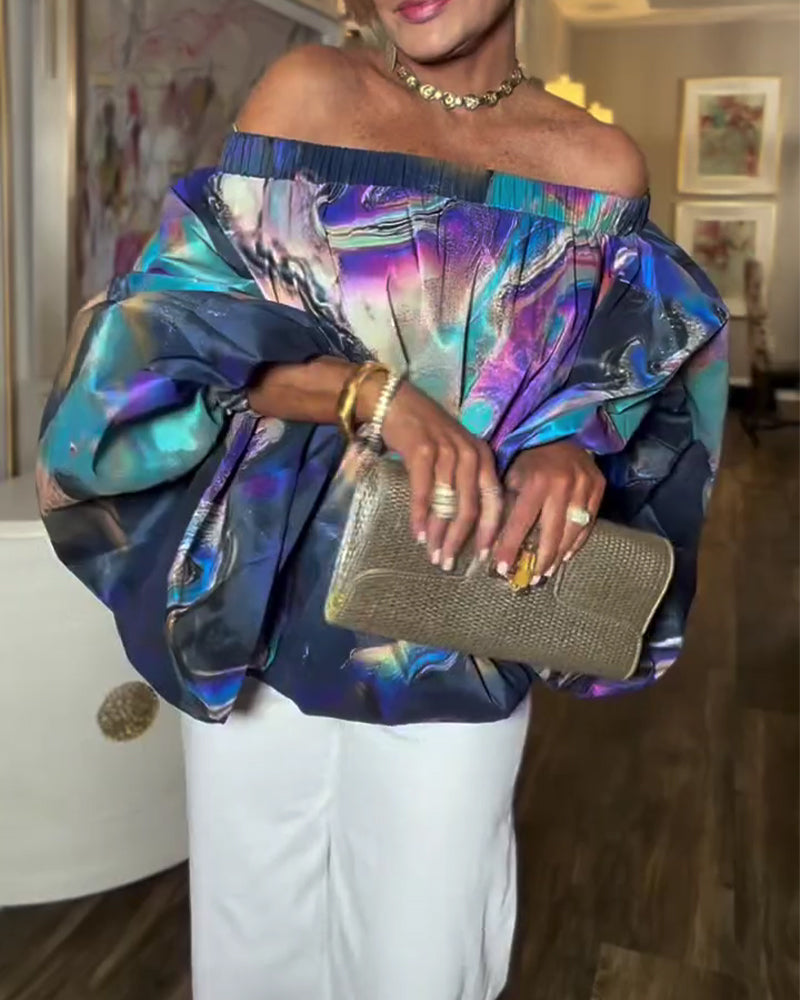 Modieuze Tie-Dye Off-Shoulder Blouse