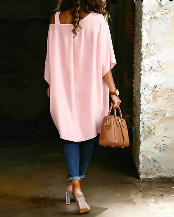 Blouse Asymmetrisch Cold Shoulder Effen Casual