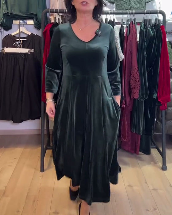 Maxijurk Van Fluweel Met V-Hals