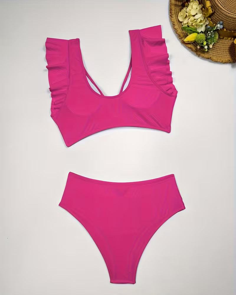 Tweedelige Bikini Met Ruches En Vijfpuntige Ster
