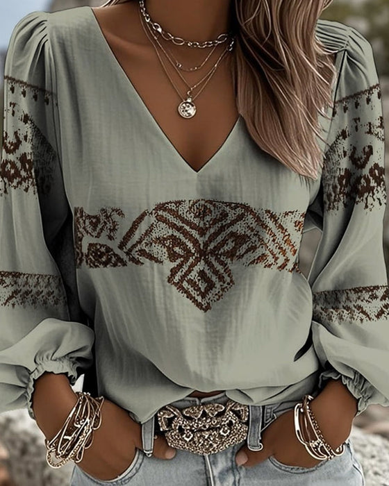 Top Bohemian V-Hals Pof Mouw