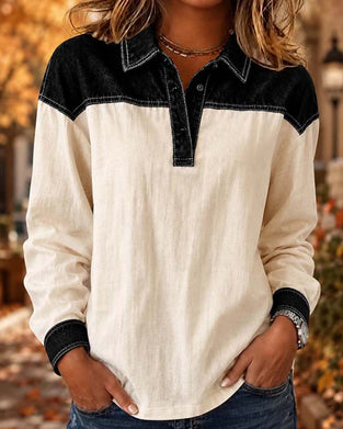 Blouse Kleurblok Revers
