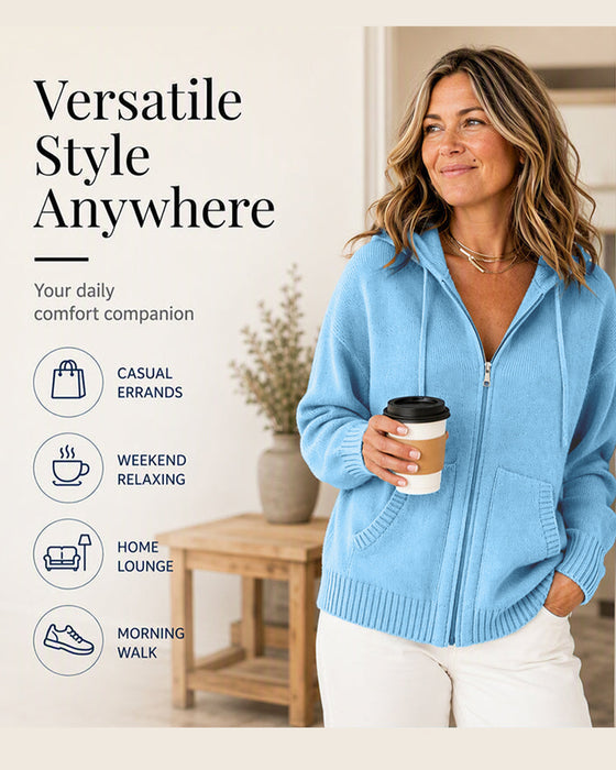 Cardigan Effen Met Capuchon Rits