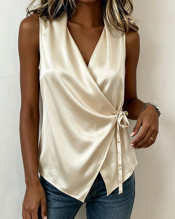 Tanktop V-Hals Vaste Strik Effen