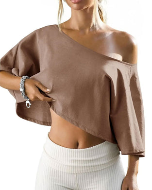 T-Shirt Een-Schouder Cropped Cold Shoulder