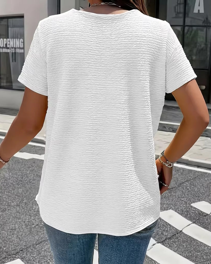 T-shirt Peter Pan Kraag Drie Knopen