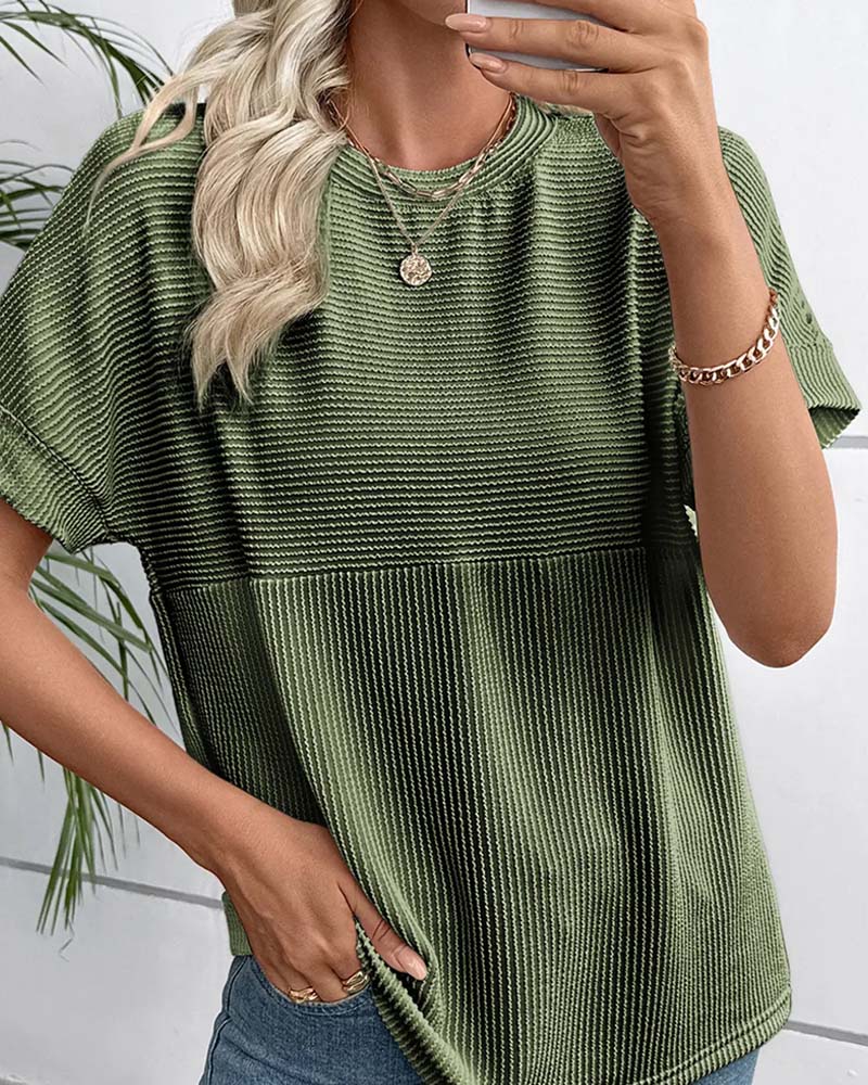 T-Shirt Gestreept Korte Mouw Ronde Hals