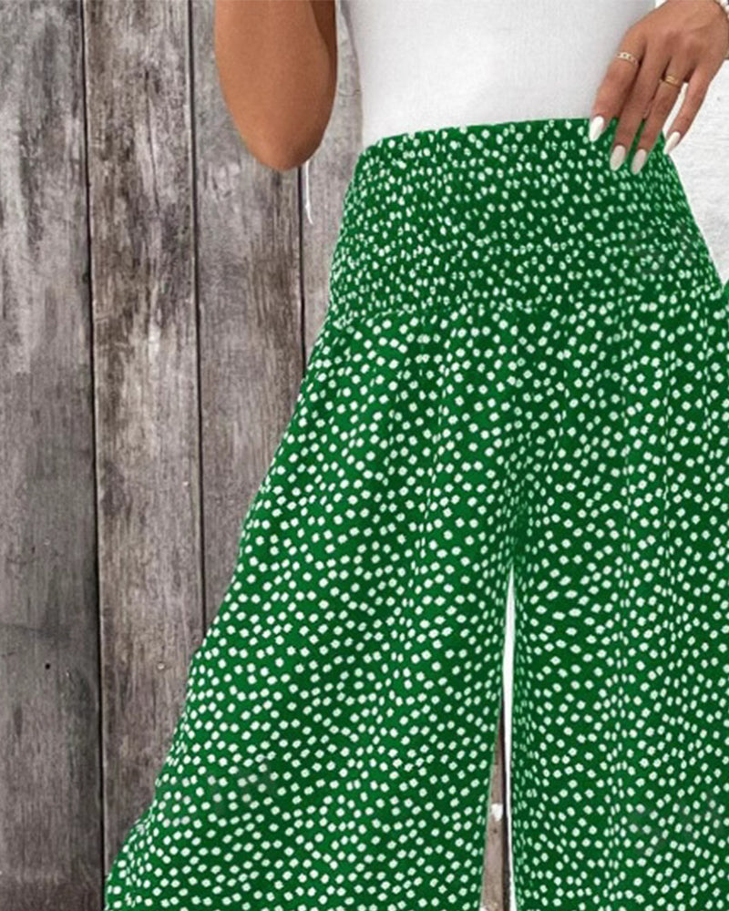 Broek Stippen Los Hoge Taille Wijd