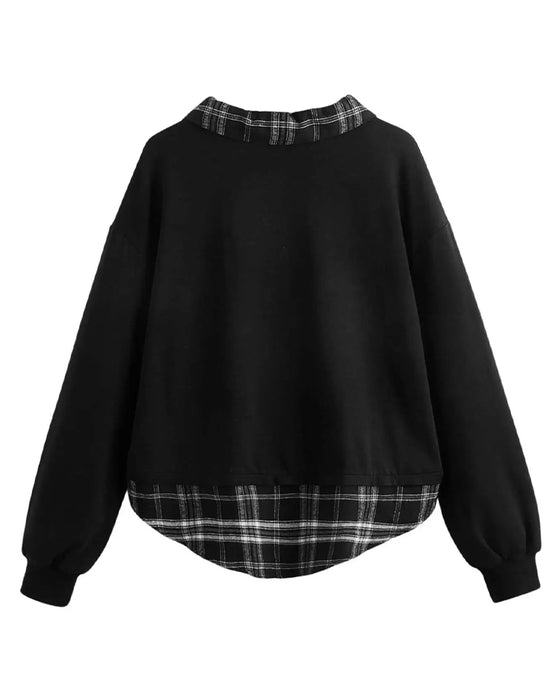 Sweatshirt Geruit Kraag Nep Tweedelig