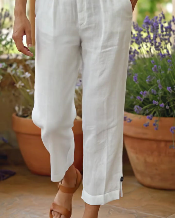 Broek Hoge Taille Cropped Casual