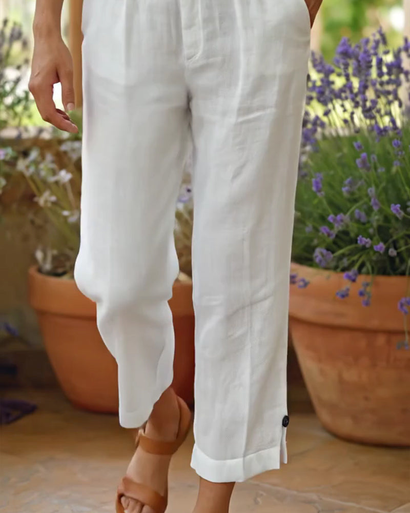 Broek Hoge Taille Cropped Casual