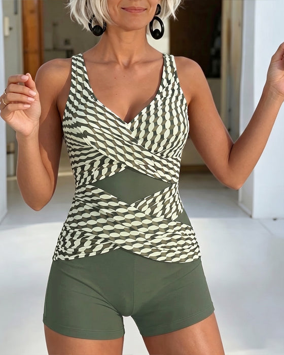 Tankini Geometrische Print Kruisontwerp