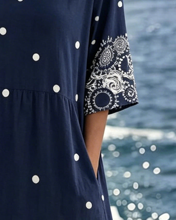 Jurk Stipje Stip Print Loszittend