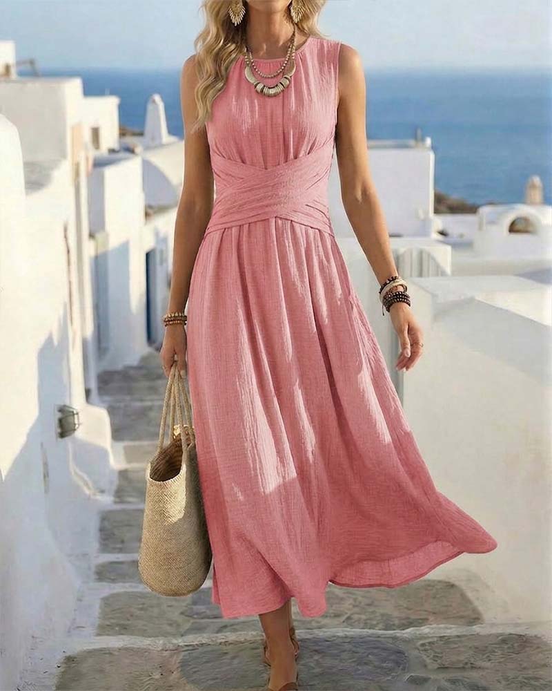 Jurk Kruising Taille Mouwloos