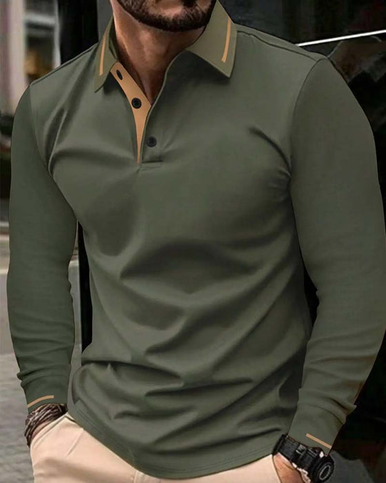 T-Shirt V-Hals Geribbeld Effen Kleur Heren