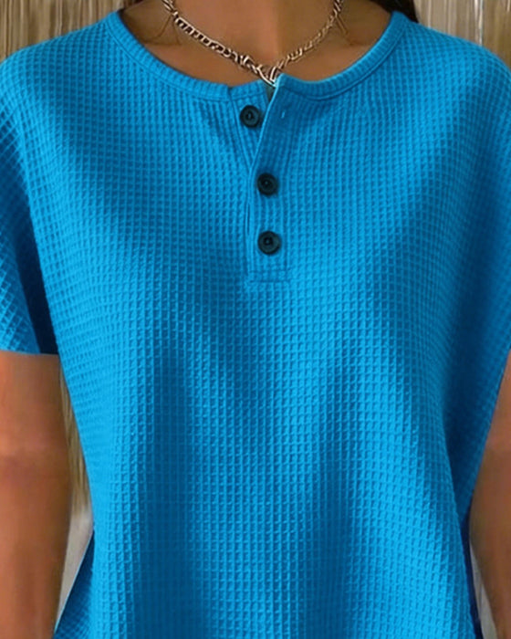 T-shirt Geknoopt V-hals Casual