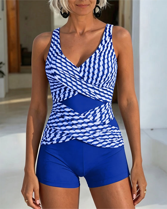 Tankini Geometrische Print Kruisontwerp