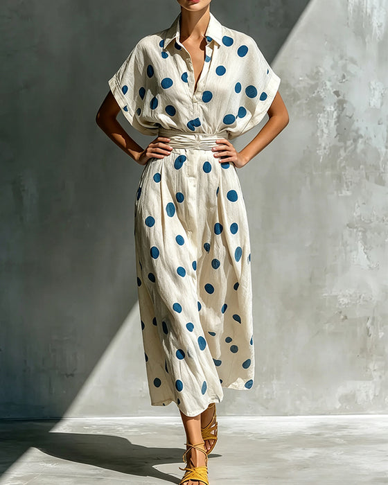 Jurk Casual Stippenprint Midi